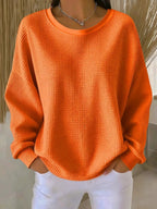 Lola Waffle-Knit Relaxed Crewneck Sweater