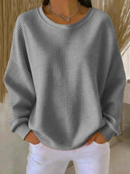 Lola Waffle-Knit Relaxed Crewneck Sweater