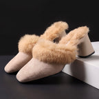 Frita Fur Block Heel Mules for Winter