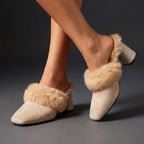 Frita Fur Block Heel Mules for Winter