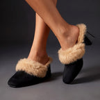 Frita Fur Block Heel Mules for Winter