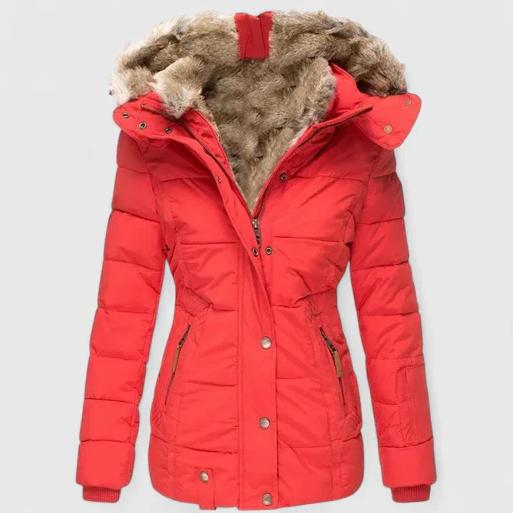 Lea Women's Fur Hooded Quilted Winter Puffer Coat