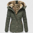 Lea Women's Fur Hooded Quilted Winter Puffer Coat