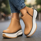 Tia Leather Platform Ankle Boots with Chunky Sole
