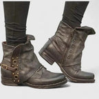 Wanda Vintage Distressed Leather Ankle Boots