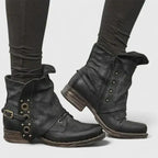 Wanda Vintage Distressed Leather Ankle Boots