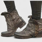 Wanda Vintage Distressed Leather Ankle Boots