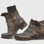 Wanda Vintage Distressed Leather Ankle Boots