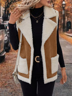 Mila Shearling-Trimmed Suede Vest for Fall