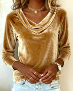 Mary | Velvet Cowl-Neck Long-Sleeve Top