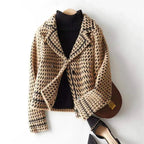 Ria Women's Stylish Houndstooth Cashmere Jacket