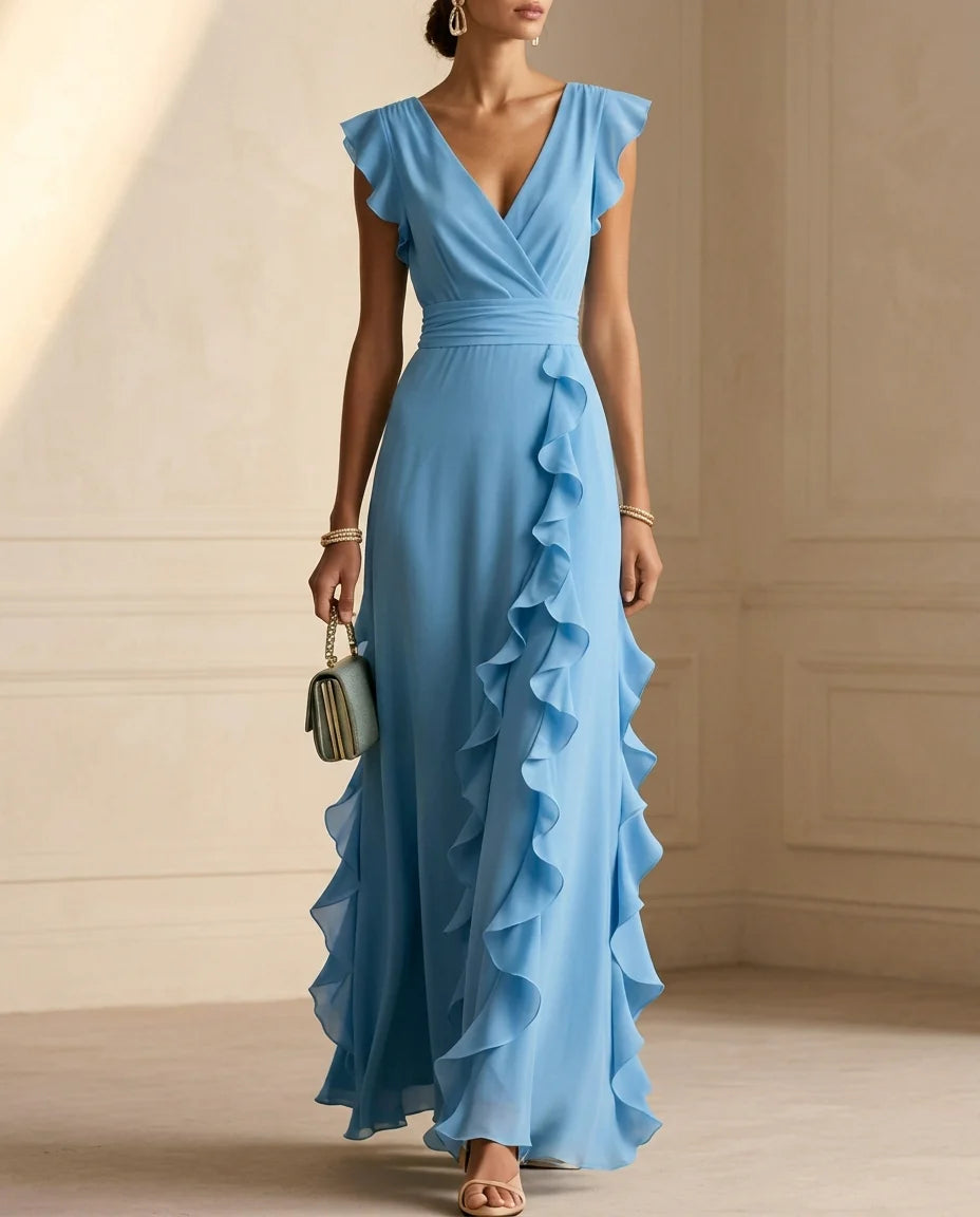 Elma Women's Ruffle Wedding Guest Maxi Dress