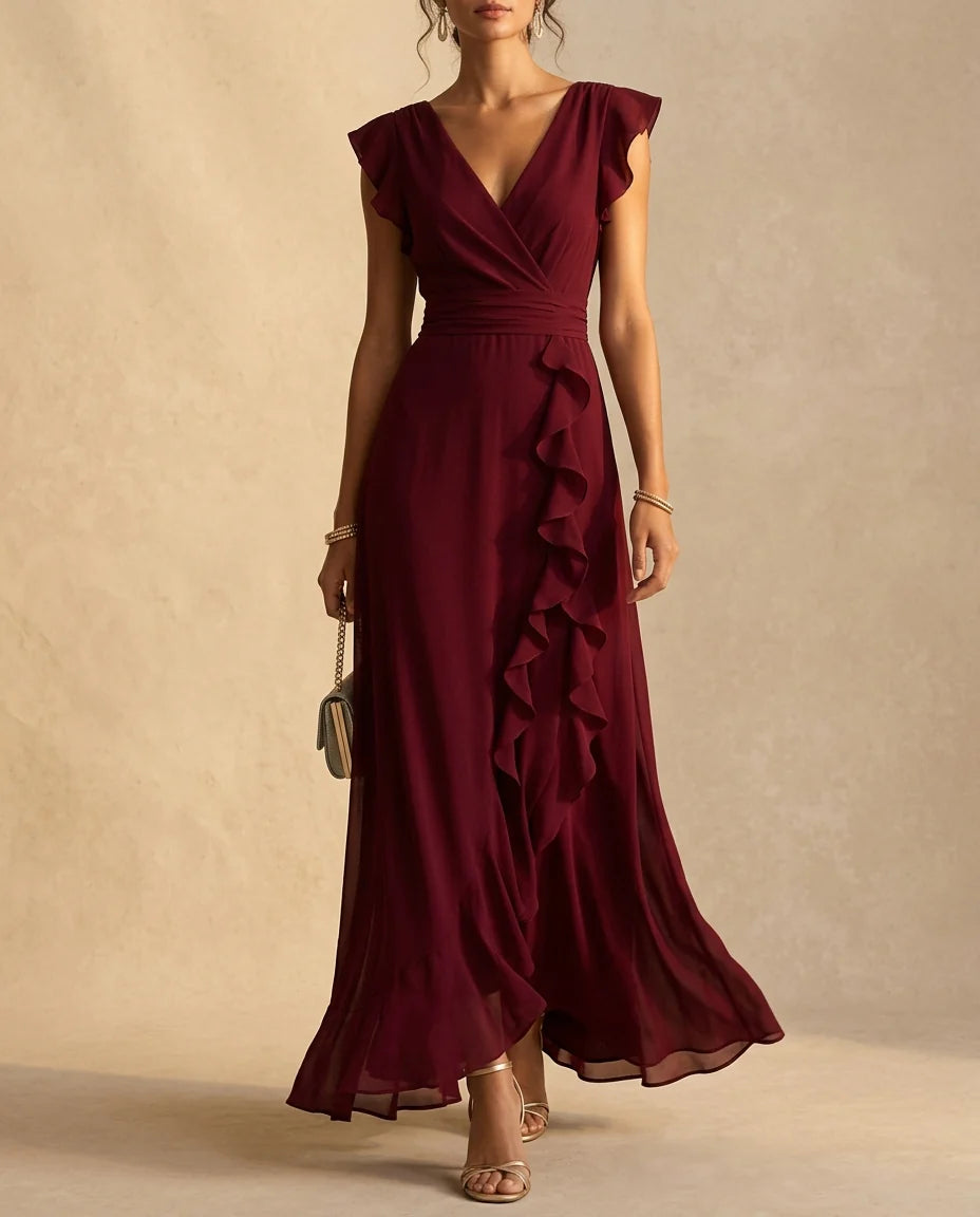 Elma Women's Ruffle Wedding Guest Maxi Dress
