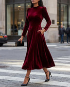 Genevieve Women's Velvet Puff Sleeve Maxi Dress