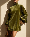 Isadora Women's Velvet Ruffle Cuff Mini Dress