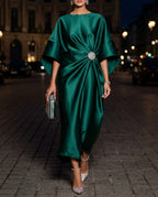 Anastasia Women's Satin Draped Cape Dress