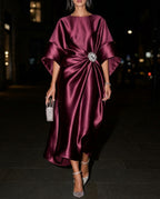 Anastasia Women's Satin Draped Cape Dress