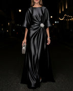 Anastasia Women's Satin Draped Cape Dress