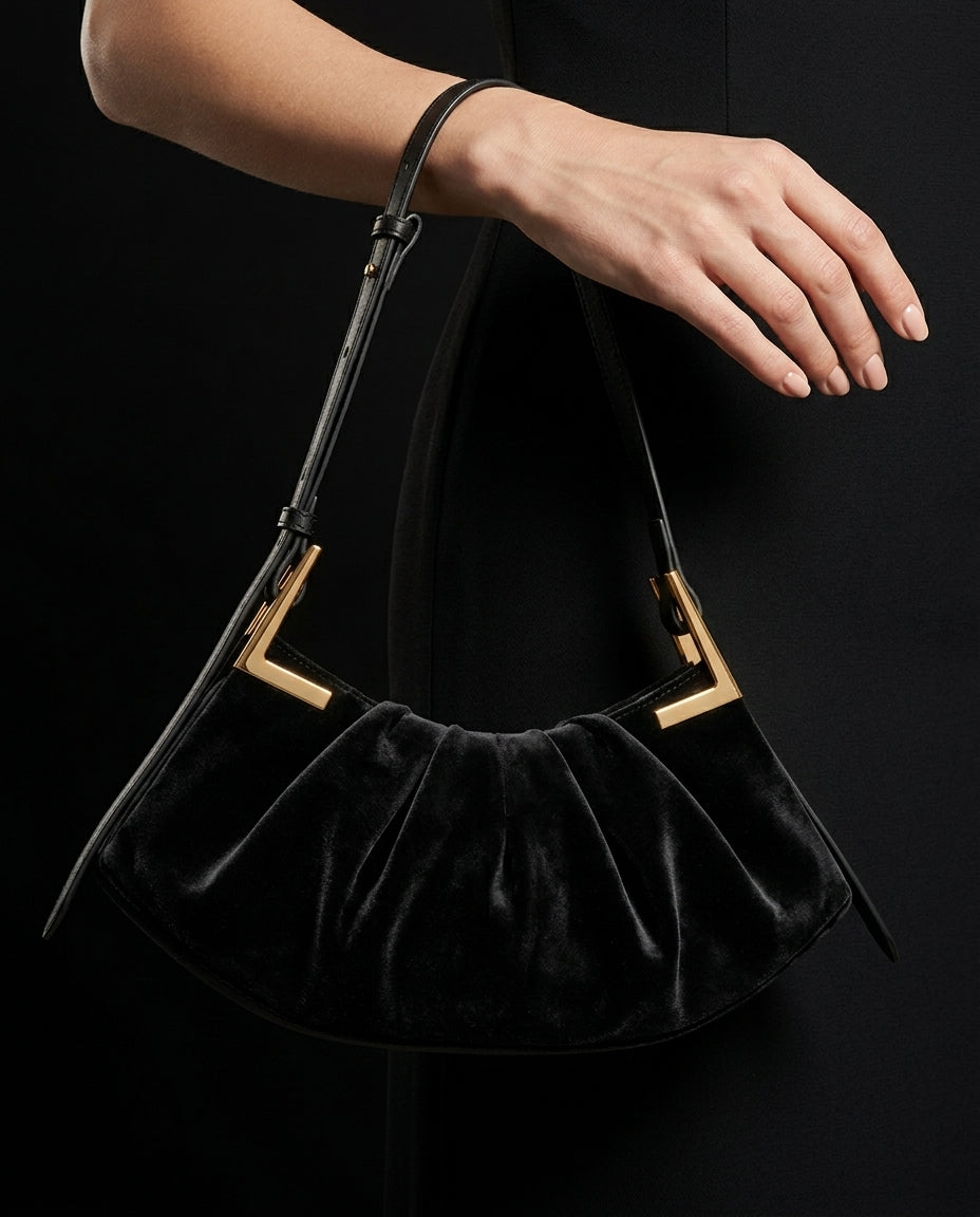 Bellamy Women's Pleated Suede Shoulder Bag