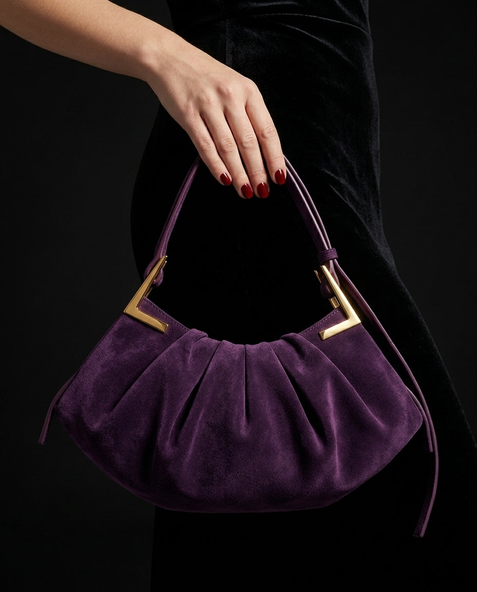 Bellamy Women's Pleated Suede Shoulder Bag