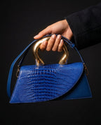 Whitmore Croc Embossed Sculptural Handle Bag