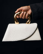 Whitmore Croc Embossed Sculptural Handle Bag