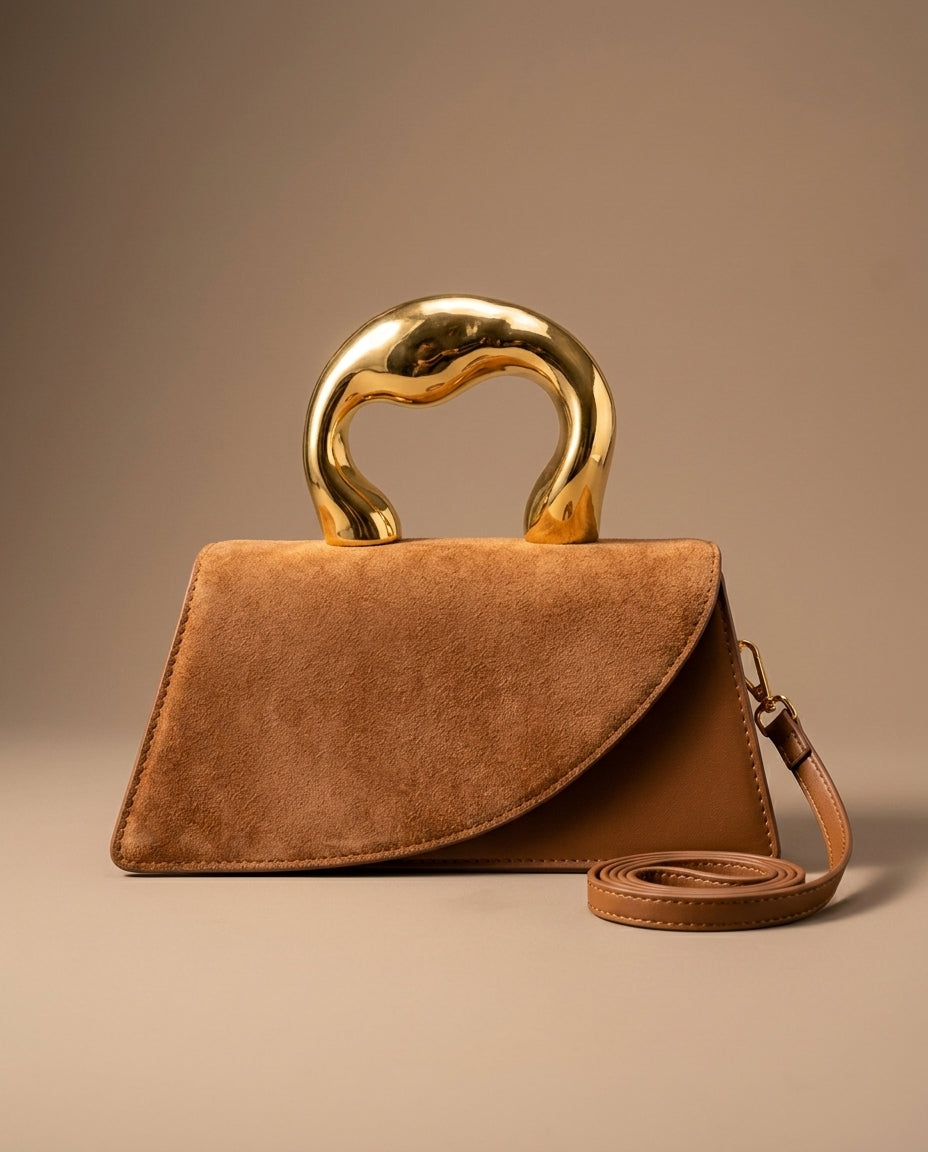 Ashbourne Suede Sculptural Handle Bag