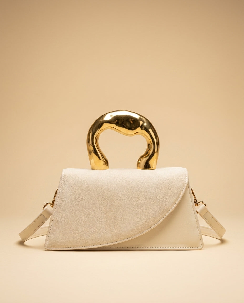 Ashbourne Suede Sculptural Handle Bag