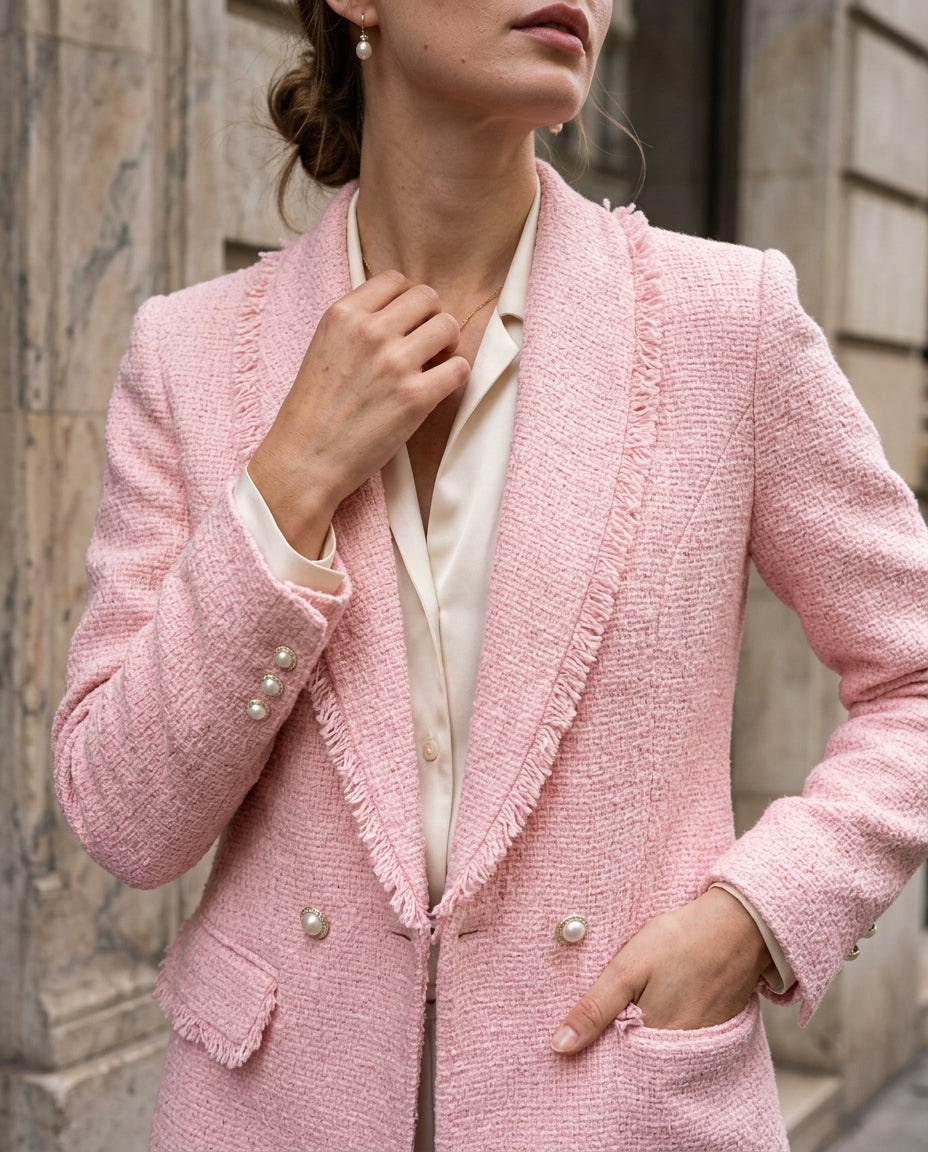 Emilie Women's Tweed Fringe Blazer
