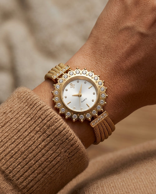 Alora Women's Crystal Halo Mesh Watch