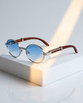 Milan Women's Wood Trim Round Sunglasses