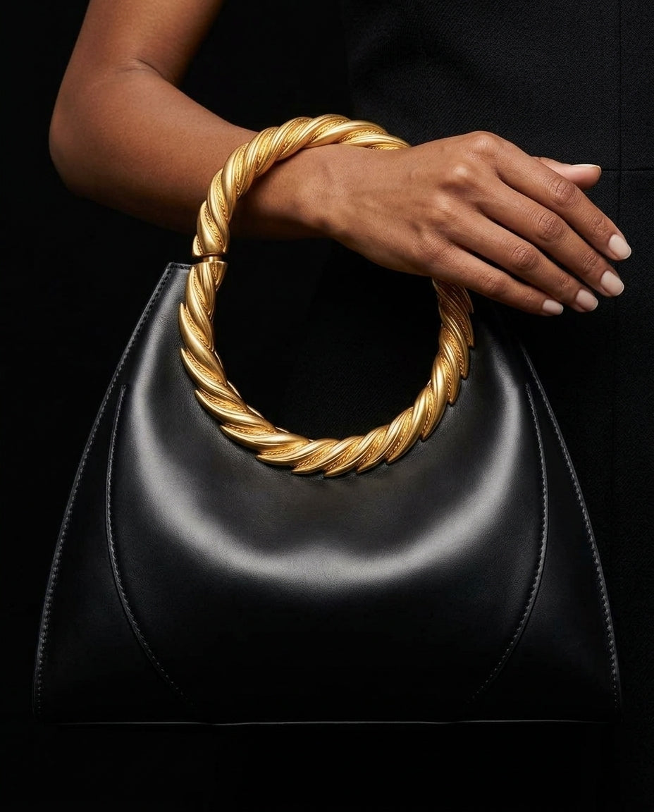 Sienna Women's Twisted Gold Handle Bag