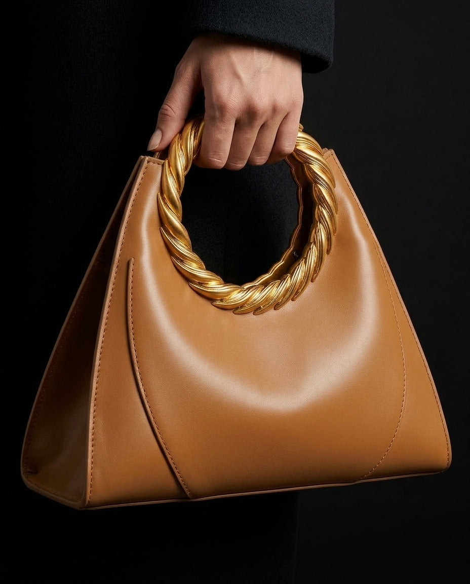 Sienna Women's Twisted Gold Handle Bag