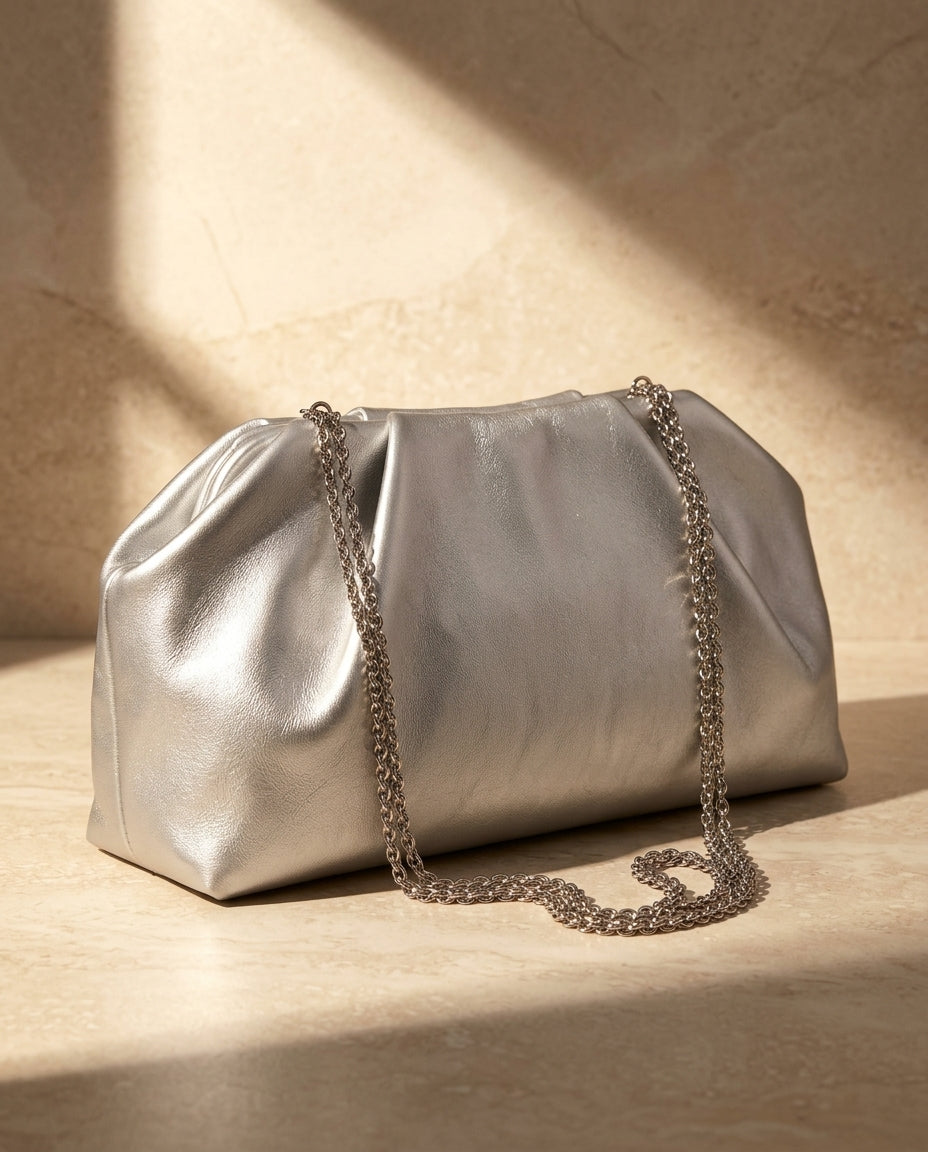 Elyssara Women's Metallic Cloud Clutch