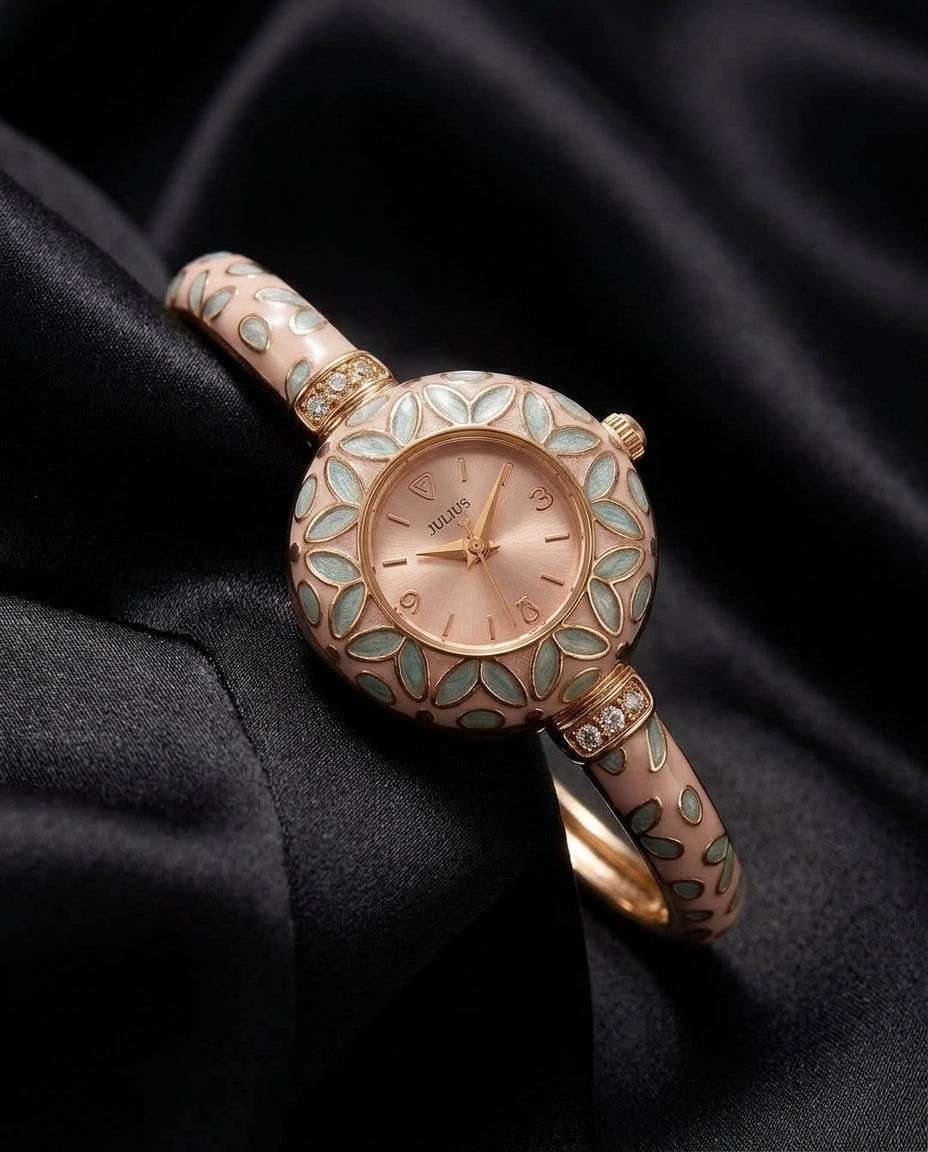Camille Women's Enamel Leaf Bangle Watch