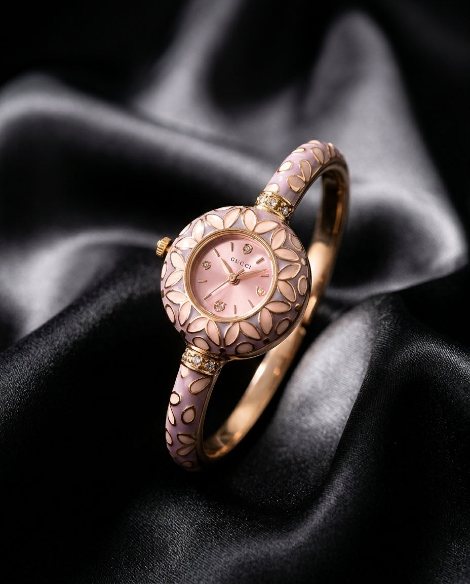 Camille Women's Enamel Leaf Bangle Watch