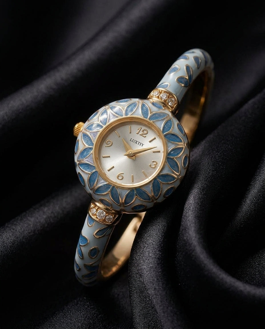 Camille Women's Enamel Leaf Bangle Watch