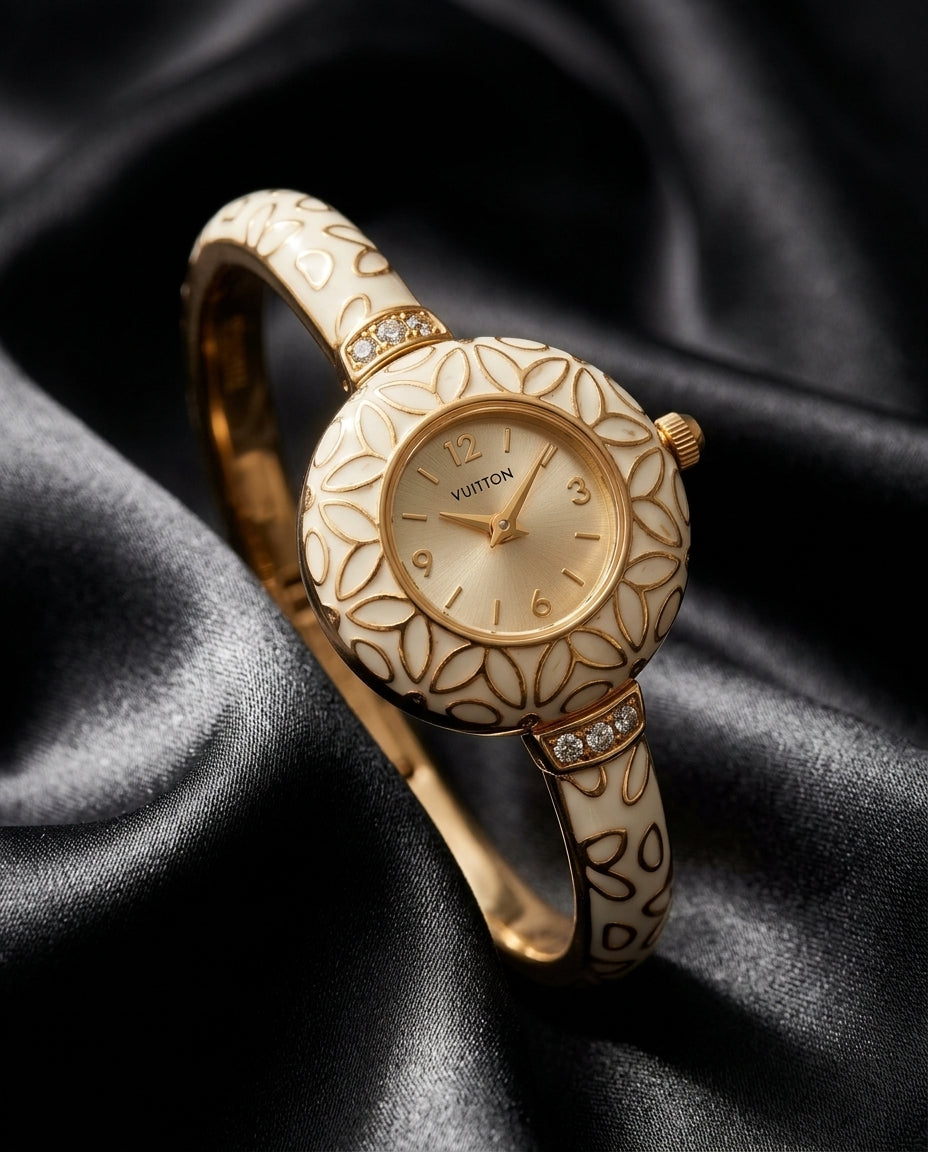 Camille Women's Enamel Leaf Bangle Watch