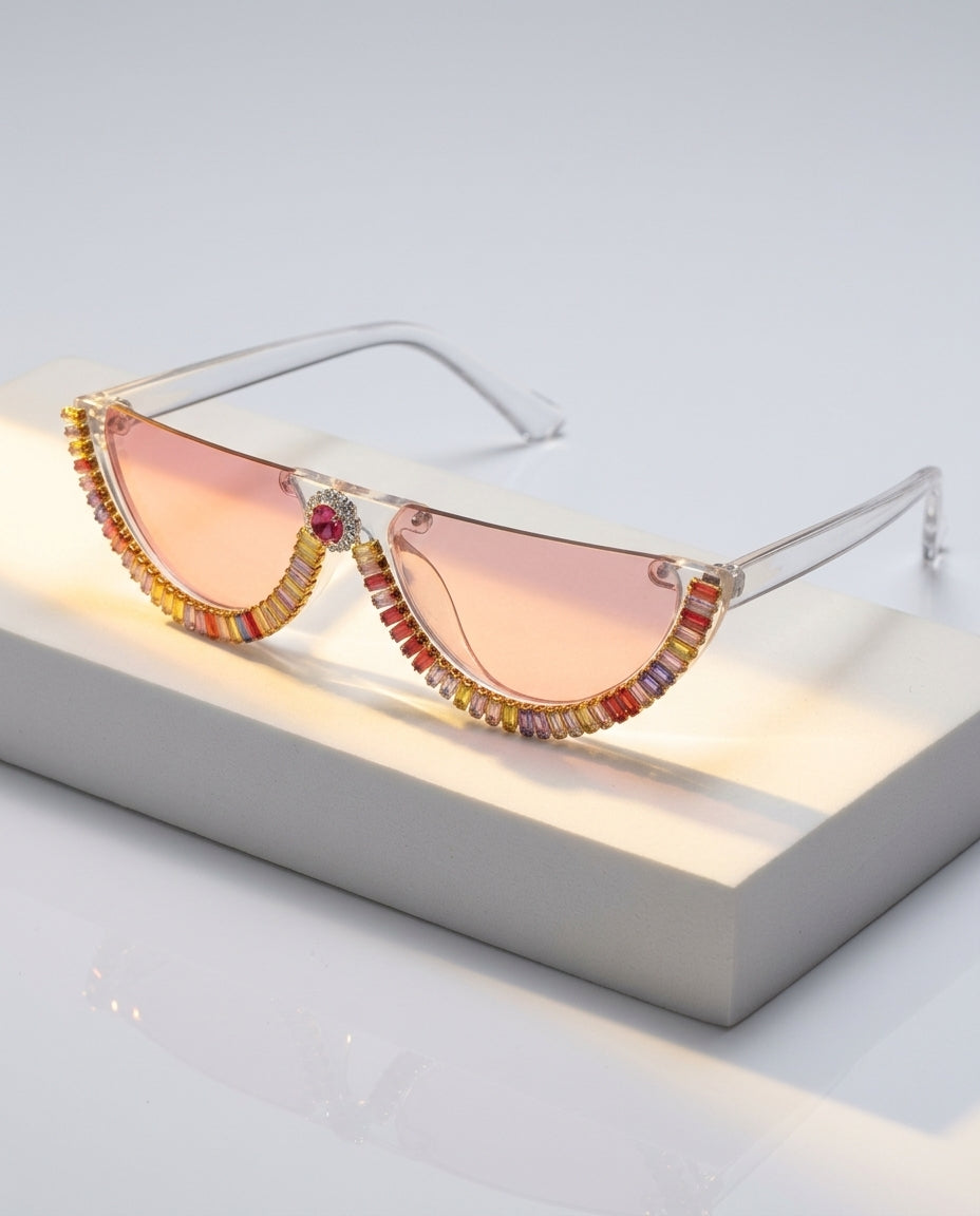 Vela Women's Crystal Half Frame Sunglasses