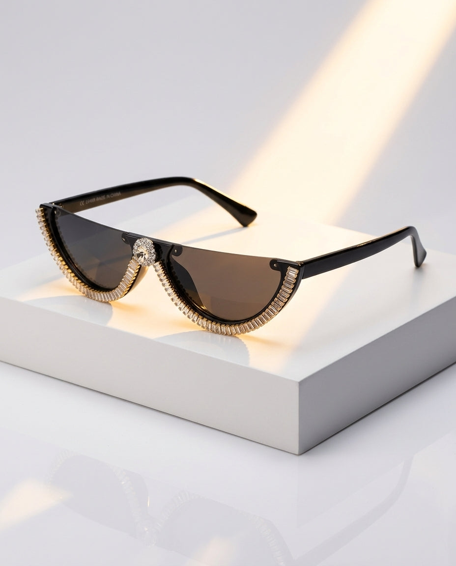 Vela Women's Crystal Half Frame Sunglasses