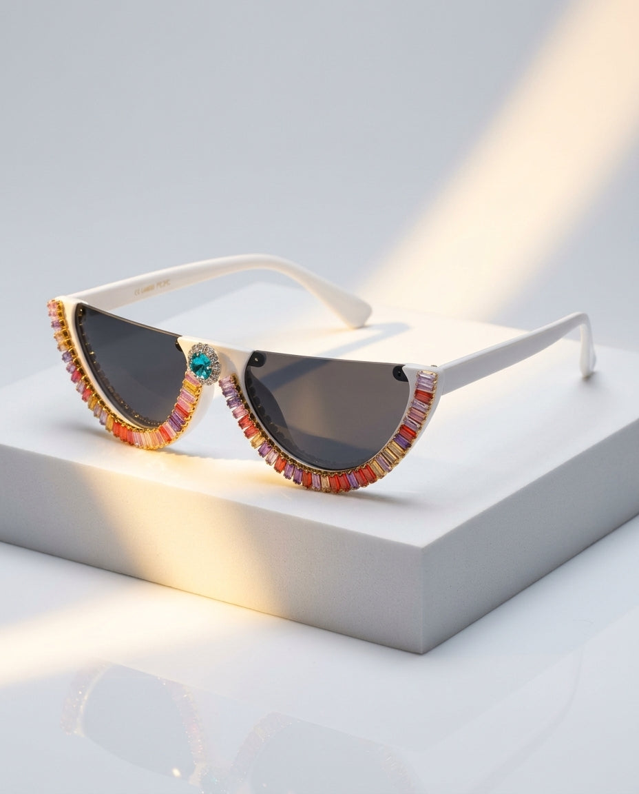Vela Women's Crystal Half Frame Sunglasses