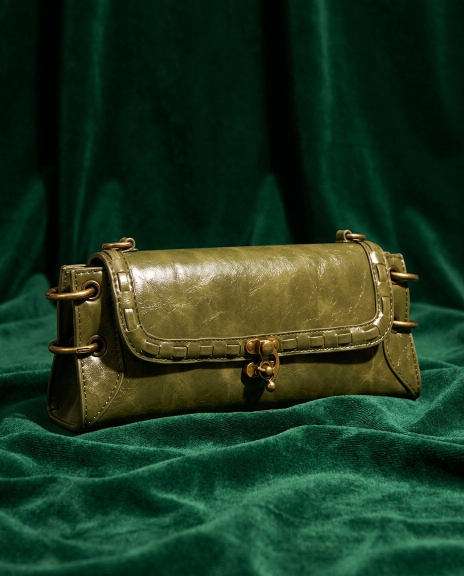 Olivara Women's Vintage Lock Shoulder Bag