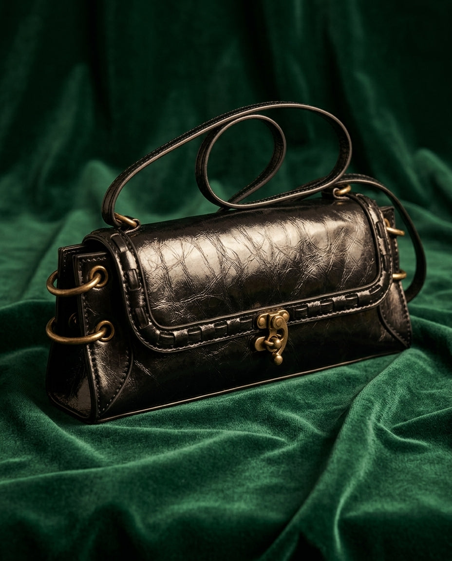 Olivara Women's Vintage Lock Shoulder Bag