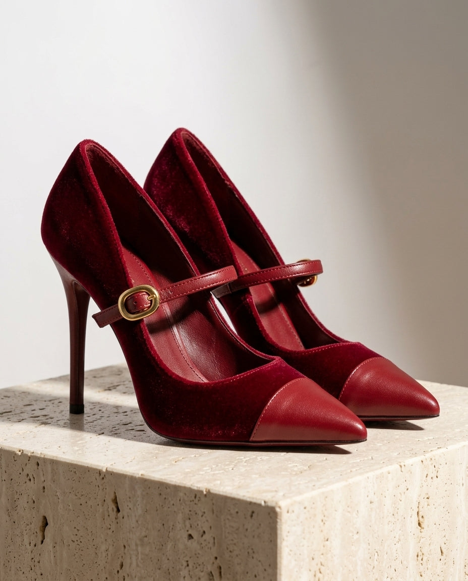 Cassandra Women's Velvet Mary Jane Pumps
