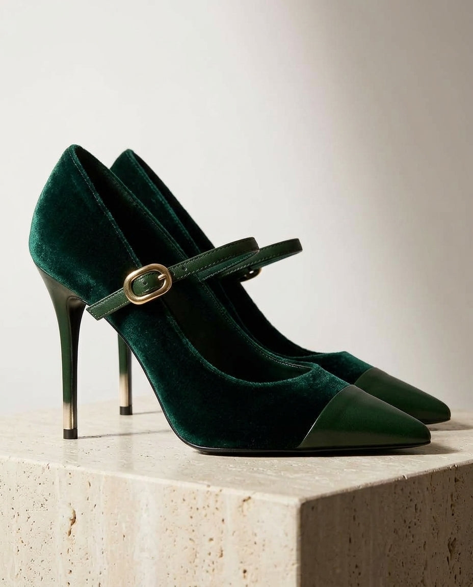 Cassandra Women's Velvet Mary Jane Pumps