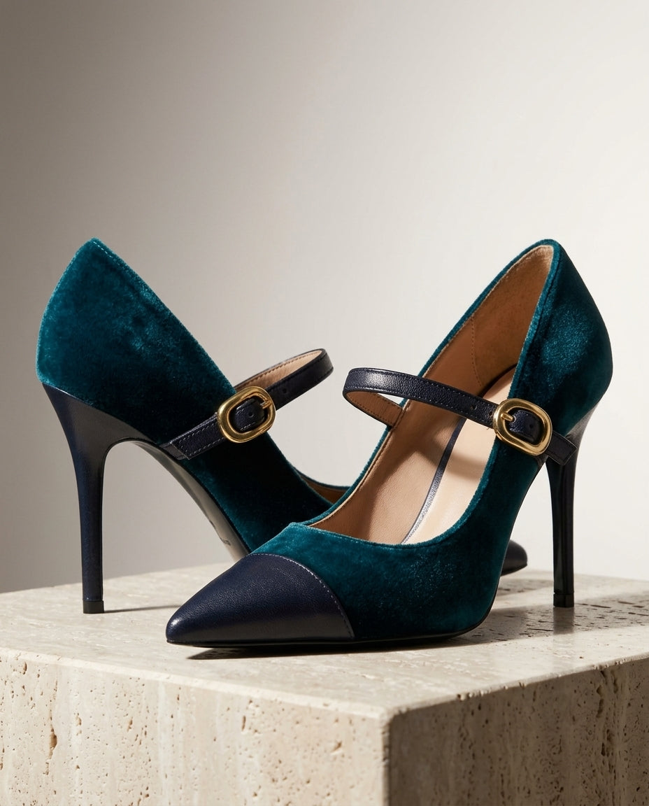 Cassandra Women's Velvet Mary Jane Pumps