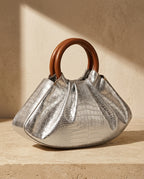 Natalia Women's Croc Embossed Pleated Handbag