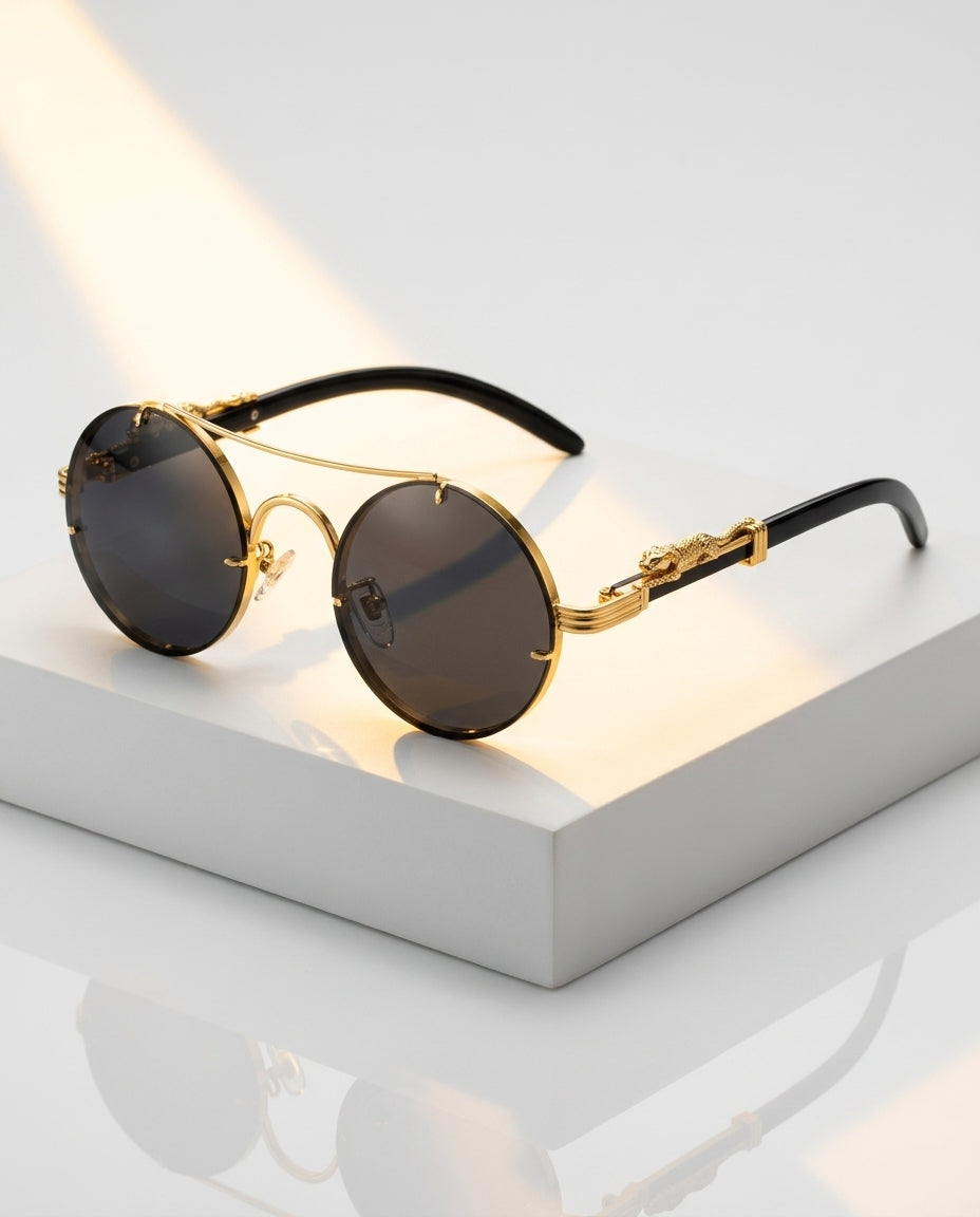 Cayden Women's Wood Trim Oval Sunglasses