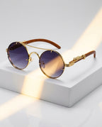 Cayden Women's Wood Trim Oval Sunglasses