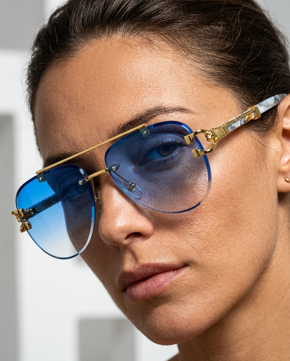 Leone Women's Rimless Pilot Sunglasses
